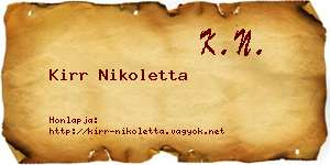 Kirr Nikoletta névjegykártya